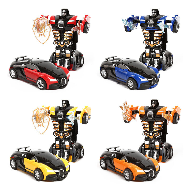 Mainan Robot mobil, mainan anak deformasi keren, inersia, deformasi empat roda penggerak, mainan Anti tabrakan, tahan jatuh