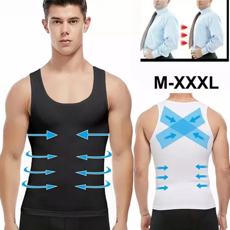 Homens emagrecimento shaper corpo shapewear abs abdômen camisa de compressão para esconder gynecomastia moobs workout tanque topos undershirts