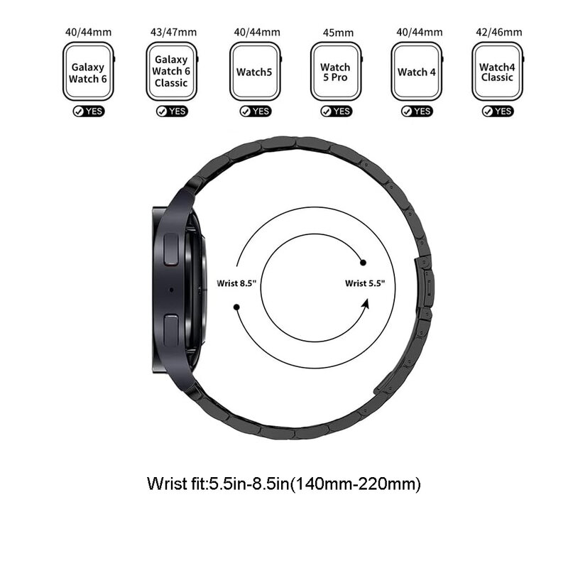 Geen Gaten Roestvrij Stalen Band Voor Samsung Galaxy Watch6 4 Klassieke 46Mm 47Mm 42Mm/Watch4 5 Pro 44Mm 40Mm Band Gebogen Eind Armband