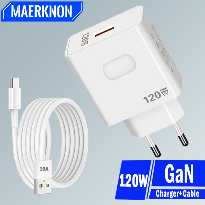 Cargador rápido GaN USB para teléfono móvil, adaptador de carga rápida 120 de 3,0 W, Cable de pared 10A tipo C para iPhone y Xiaomi 13