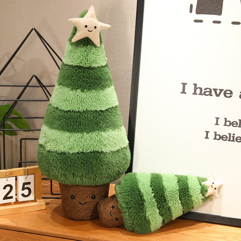 30/60cm Cartoon Two-tone Christmas Tree Plush Toy Simulated Stuffed Plants Cute Xmas Pine Throw Pillow Cushion Dolls Xmas Decor