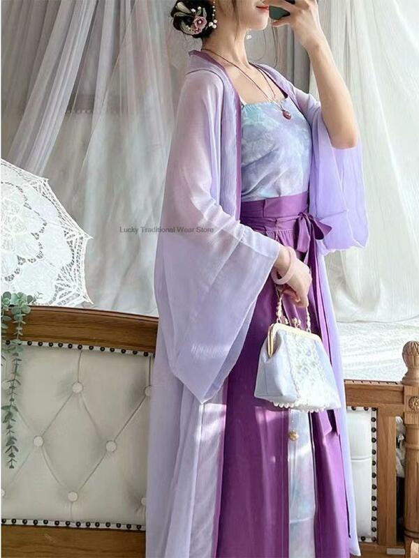 Ancient Chinese Hanfu Costume Women Traditional Song Dynasty Fairy Dress Hanfu Girl Outfits Daily Purple Hanfu Dress Set