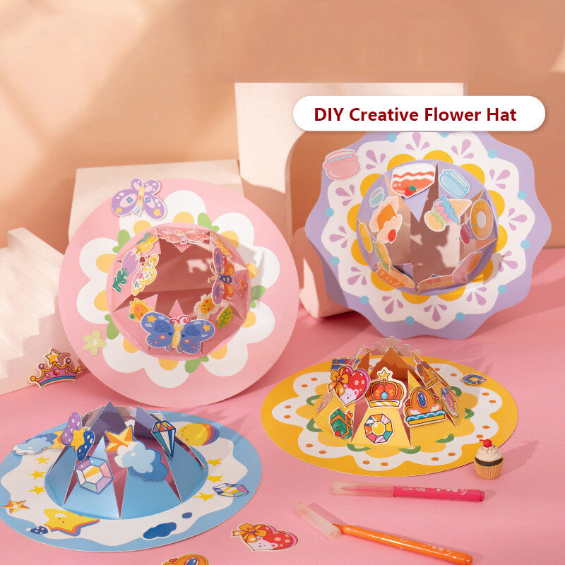 Creative DIY Handmade Hat Toys Crown Hat Queen Headwear Party Festvial Gift for Teachers Mom Kindergarten Arts Crafts Kids Toys