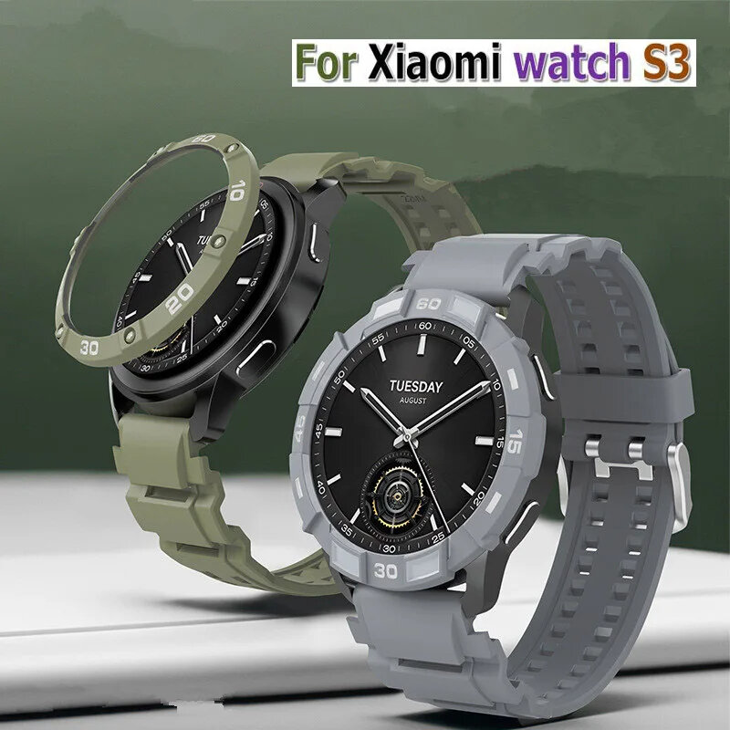 Protetores de Tela Case para Xiaomi Mi Watch, PC Cover, Bumper Frame, substituição da moldura, S3 Smart Watch