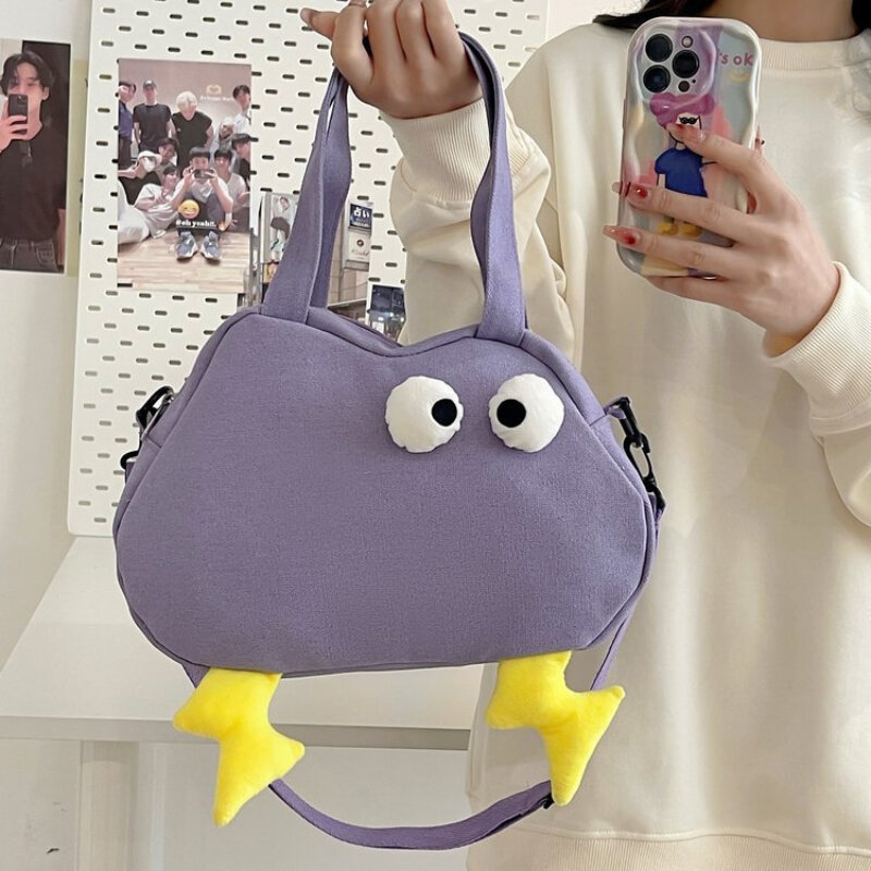 Korean Chic Cartoon Big Eyes Bag Women Creative Girls Gift Crossbody Bags High Quality Canvas Bag Small Tote Purses and Handbags