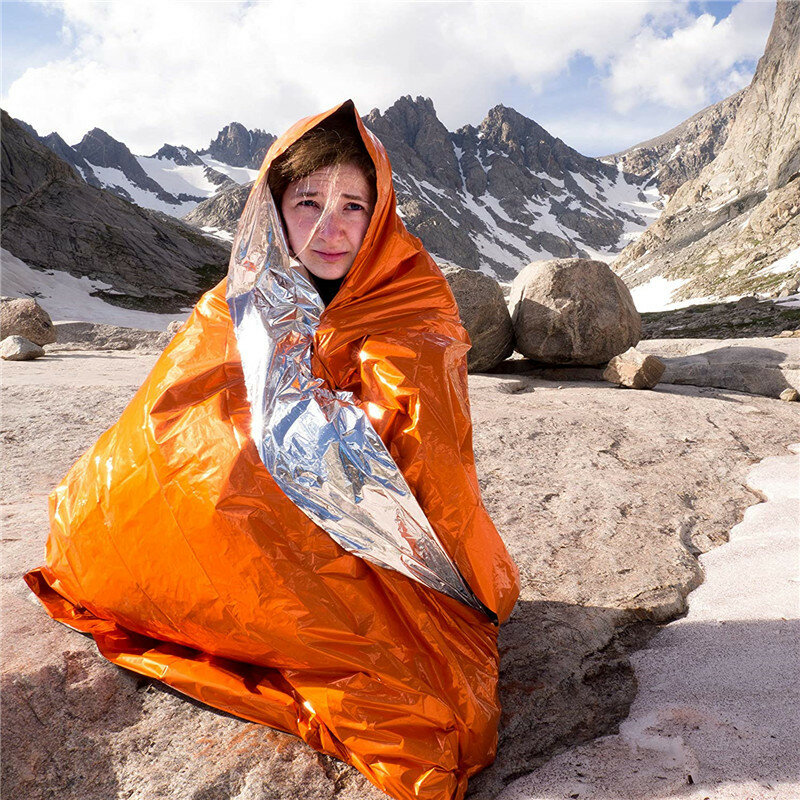 비상용 단열 침낭 알루미늄 호일 담요, 야외 인명 구조 자외선 차단 텐트