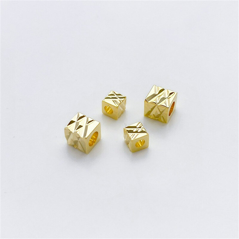 14K Gold Plated Flower Cut Diagonal Square Separated Beads Handmade DIY Bracelet Necklace Material Accessories L200