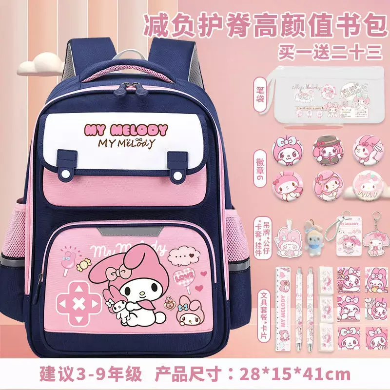 Sanrio Strawberry Bear Schoolbag, grande capacidade, leve, protetor da espinha, durável, mochila masculina e feminina, estudante, nova
