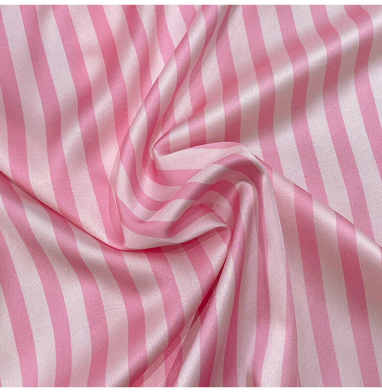 여성용 여름 잠옷 세트, 짧은 핑크 줄무늬 아이스 실크 잠옷, 가정 세트 의류, 도매