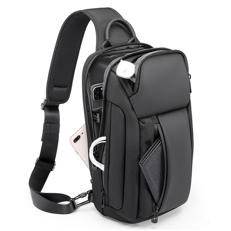 Resilver Crossbody Chest Bag para homens, Travel Sling Bags, Pacote Multifuncional, Messenger, impermeável