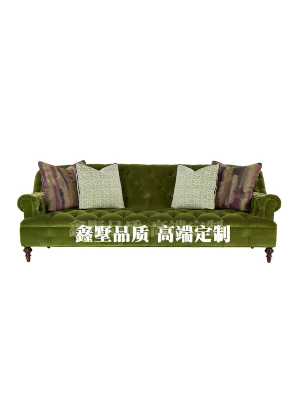Olive Green Solid Wood Velvet Home for American Small Apartment Living Room Four