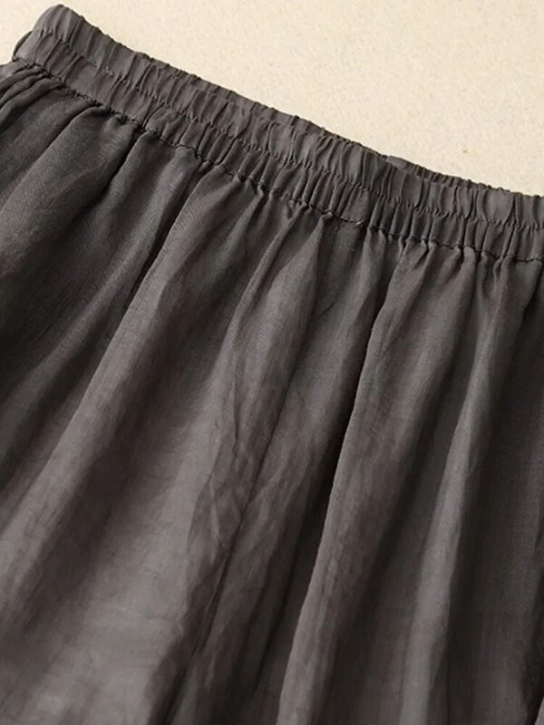 Pantalones informales de pierna ancha para mujer, pantalón holgado hasta el tobillo, Estilo Vintage, Color sólido, novedad de verano 2024