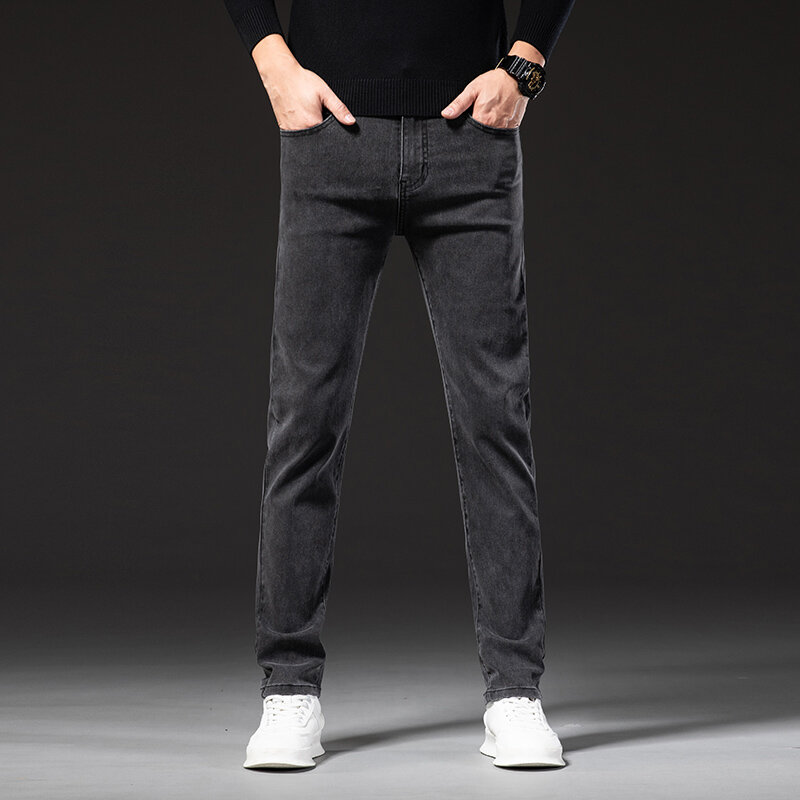 Wiosenny i jesienny nowy wysokiej jakości odzież średniej wielkości mężczyźni Fit proste dżinsy klasyczny Vintage Retro spodnie typu Casual modne spodnie