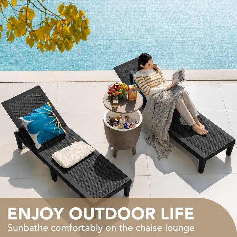 Kursi santai Outdoor Set 2 untuk kolam renang luar ruangan kursi teras untuk ruang tamu Outdoor taman lounger furnitur