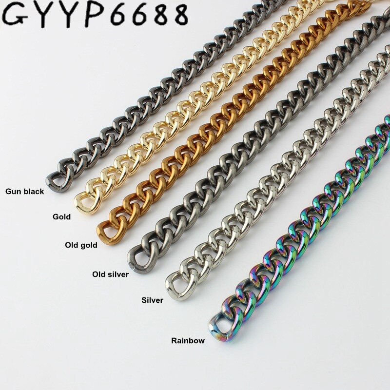 Cadena de aluminio con diseño de arcoíris para bolso de mano, cadena ligera con correa ajustada para bolso, de 1 a 10 metros, de 11mm, 13mm, 17mm y 22mm