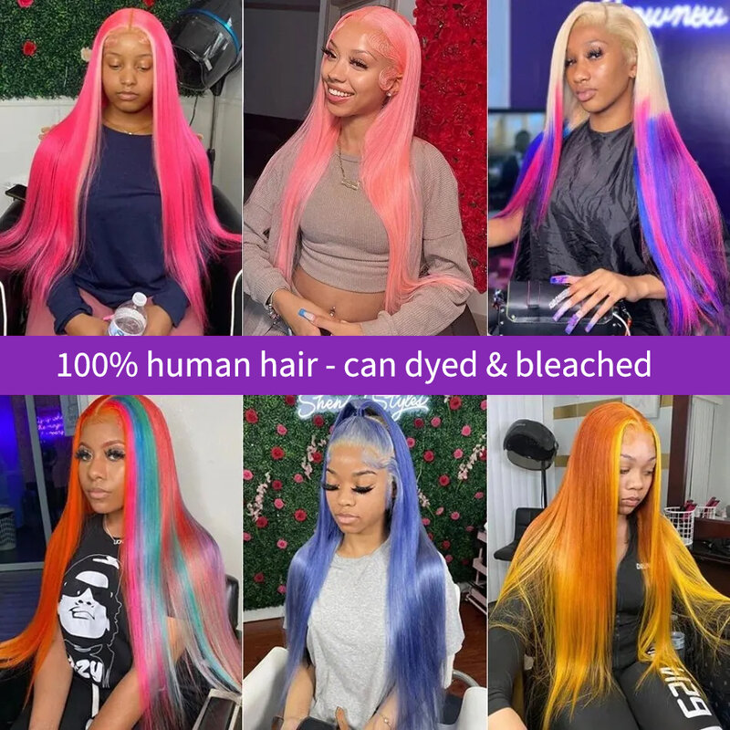 Парик из человеческих волос с прямыми волосами 13 х6 Дюймов, 30, 34, 36 дюймов, 13 х4, HD 613