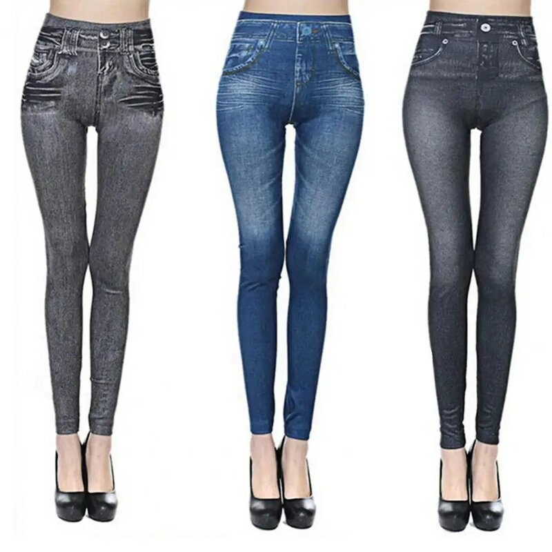 Popular Pencil Pants  Long Skin-friendly Women Jeans  High Waist Print Pencil Pants