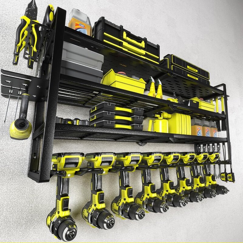 Power Tool Organizer-8 Drill Holder Wall Mount，Tool Organizer and Storage rack for Garage Organization， Heavy Duty Metal Tool