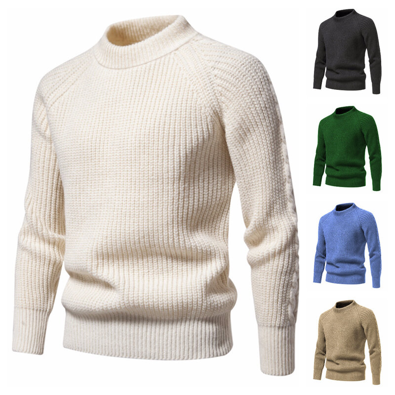 Amerykańska moda Vintage sweter męski w europejskim rozmiarze w jednolitym kolorze dzianinowy sweter
