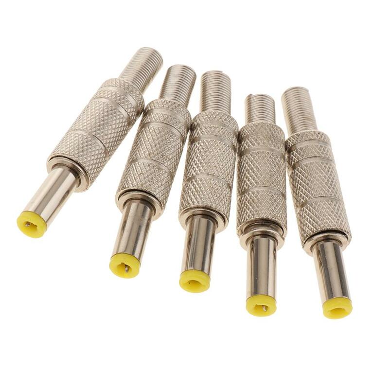 2-4pack 5 Pieces DC 5.5x2.5mm Power Male Plug Welding Adapter Connector Metal