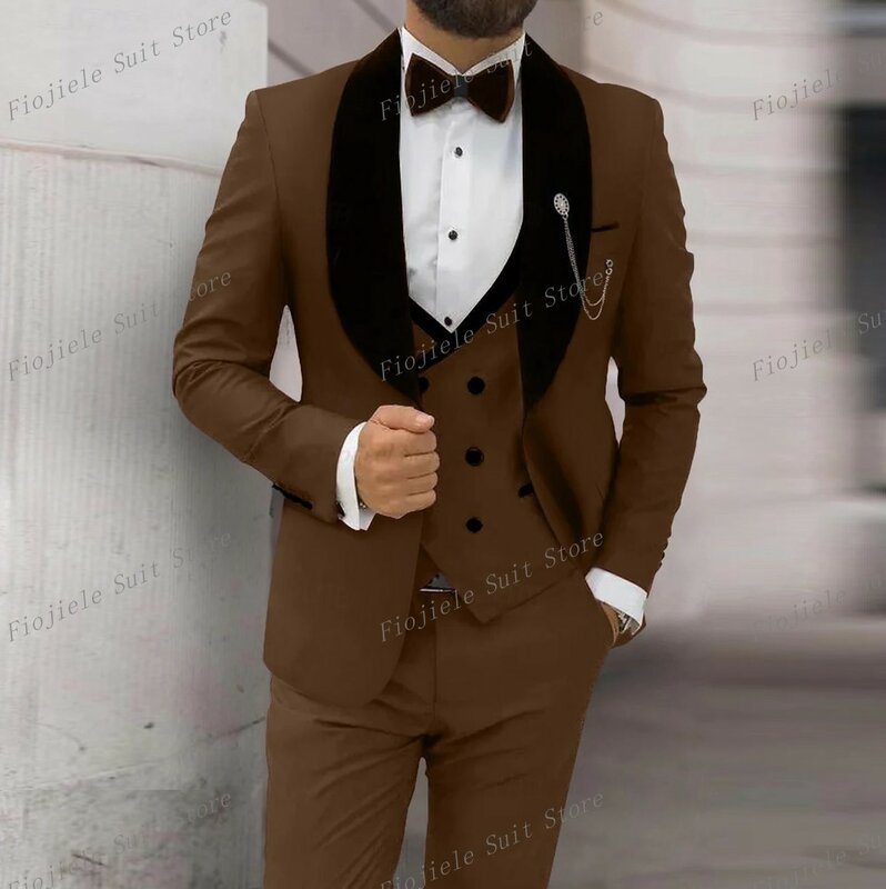 New Two-Tone Business Party Prom Men Suit Groom Groomsman Wedding Casual Formal Occasion Tuxedos 3 Piece Set Jacket Vest Pants