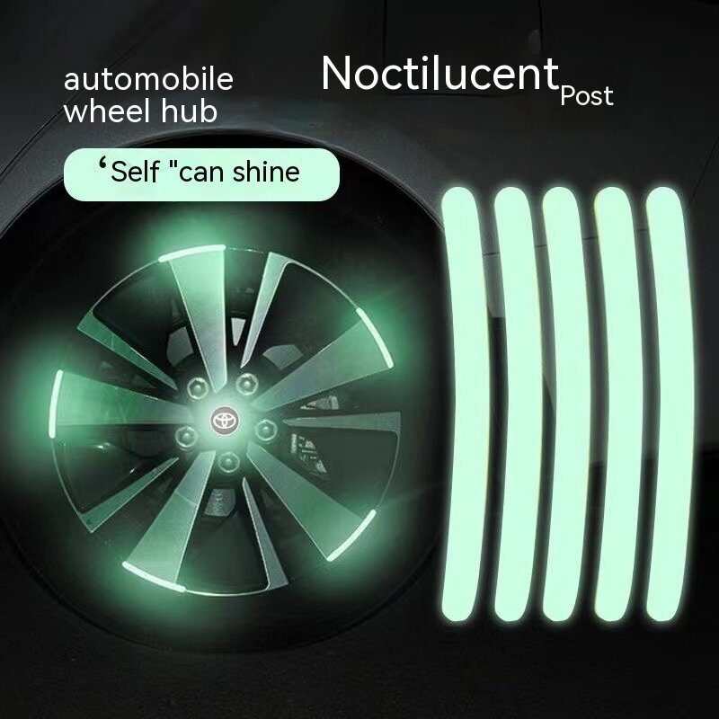 Pegatinas reflectantes universales para cubo de rueda de coche, Accesorios luminosos láser de siete colores, anticolisión