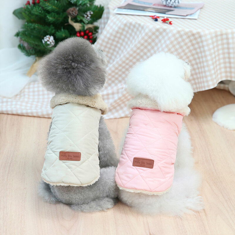 Warm Chihuahua Dog Cat Clothes Winter Fur Collar Small Dogs Puppy Coat Thick Cotton Pet Jacket Outfits Clothes for Small Dog Pug