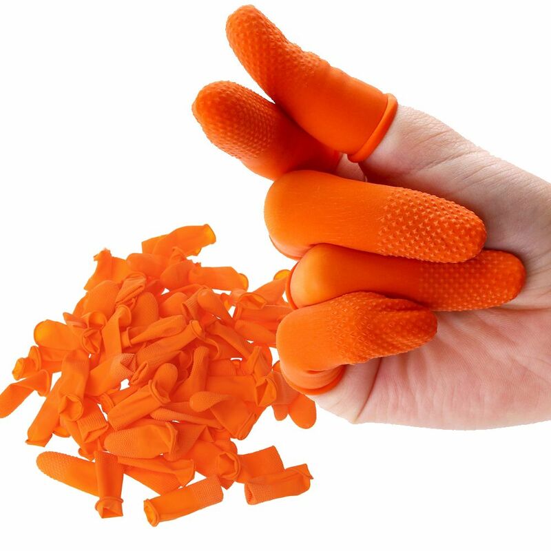 100PCS Reusable Finger Cover Natural Rubber Gloves Non-slip Latex Finger Cots Fingertips Protector Gloves Nail Art Tool