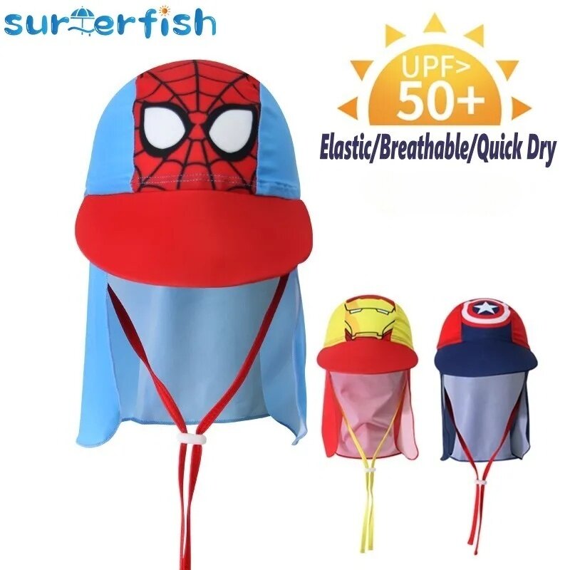 어린이 여름 UPF 50 + 자외선 차단 야외 해변 태양 모자, 소년 소녀 수영 커버 플랩 캡, 조절 가능한 공룡 모자 수영복