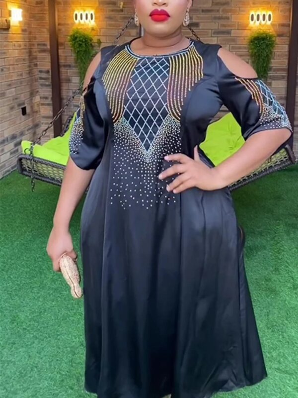 Plus Size African Wedding Party Dresses for Women 2024 New Dashiki Ankara Evening Gown Elegant Turkey Outfit Robe Africa Clothes