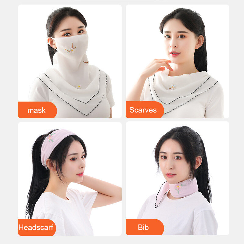 Máscaras de seda solar para mulheres, máscara respirável, véu fino, rosto, pescoço, protetor anti-UV, lenço de fada bonito, verão, 1pc