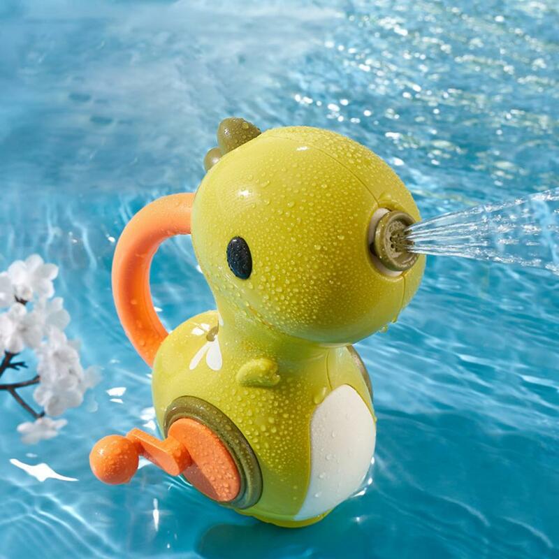 Mainan mandi dinosaurus putar tangan untuk balita semprotan air menyenangkan tanpa baterai