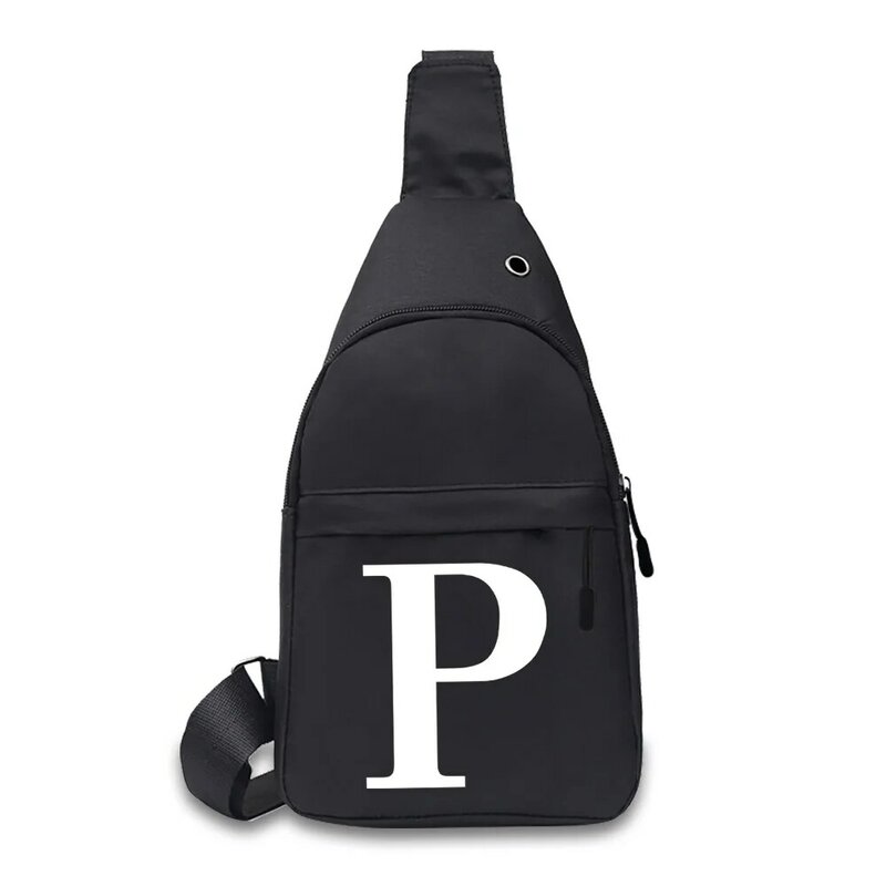 男性用の印刷された26文字のキャンバスバッグ,アウトドアスポーツに最適な小さなカジュアルなショルダーバッグ