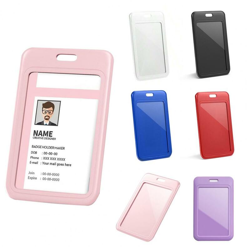 Sturdy Id Card Protector Transparent Window Id Card Holder with Slide Cover Hanging Hole for Office Workers Students Nurses