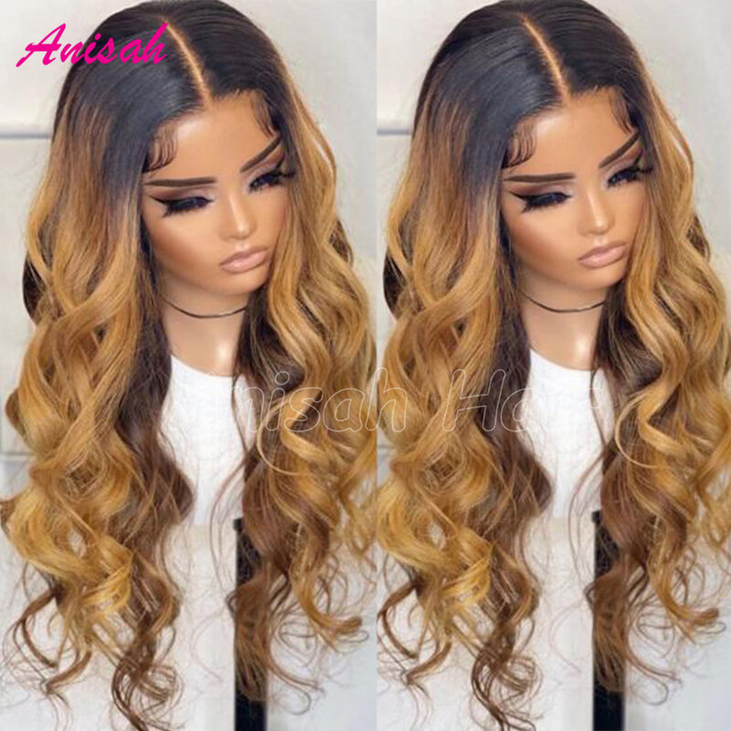 13x4 Blonde Lace Front Wig Human Hair Wigs For Women Ombre Honey Blonde Colored Glueless Wig Body Wave 13x4 Lace Frontal Wig