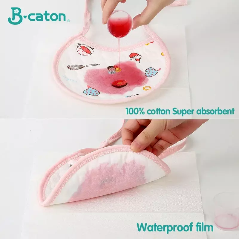 Baby's Cartoon Pattern Bibs, Cotton Bibs, 3D Thickening, Absorção de água, Impermeável, Baby Burp Panos, Alimentação, Material, 3pcs
