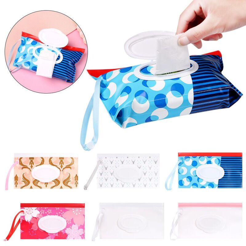 Useful Cute Flip Cover Portable Snap-Strap Carrying Case Stroller Accessories Cosmetic Pouch Tissue Box Nice Good  Wet Wipes Bag