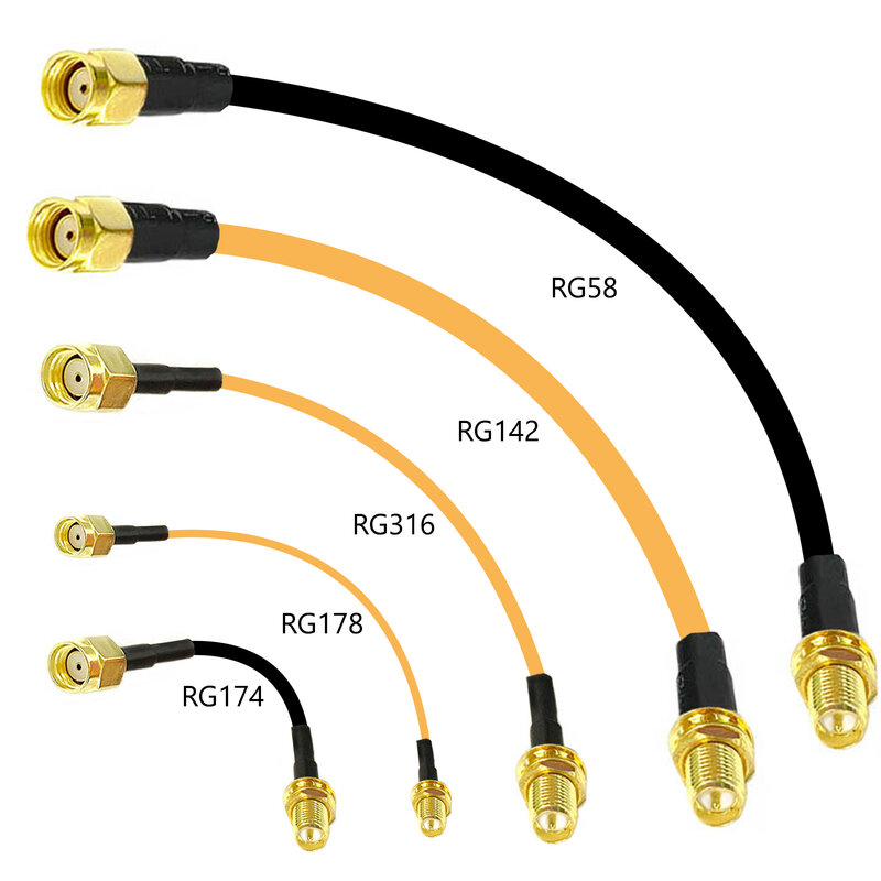 Ekstensi Router Wifi RP SMA Pria untuk Membalikkan Adaptor Kabel Pigtail Wanita RG316 RG174 RG178 RG58 RG142