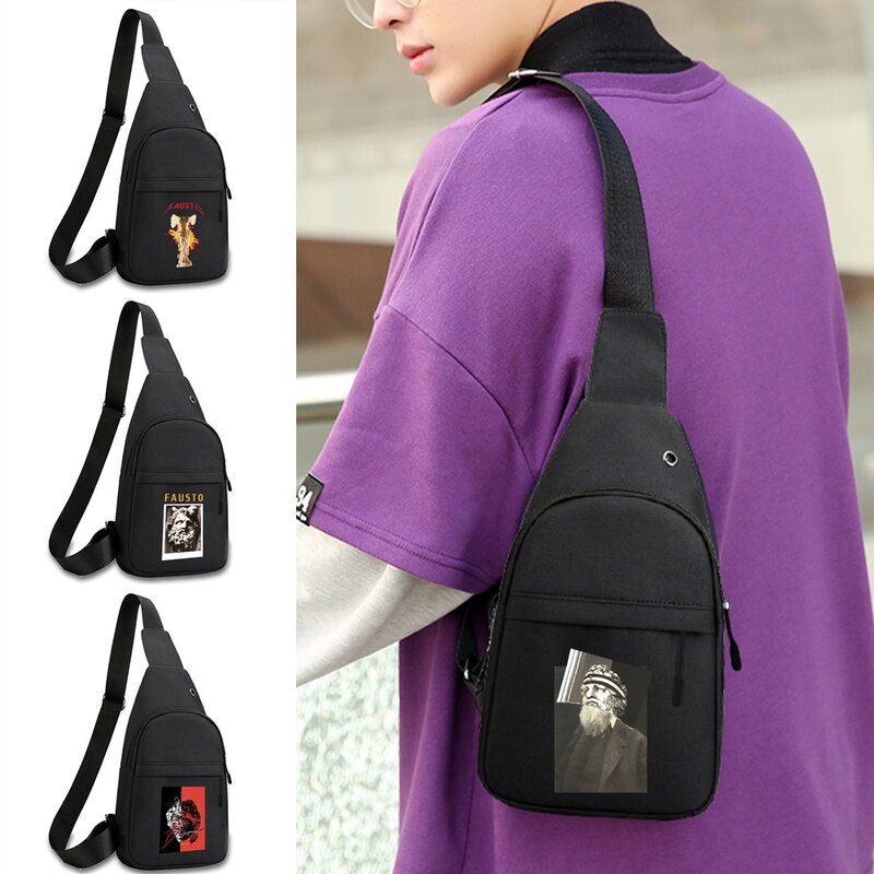 Fashion Men's Chest Bag Packs Male Phone Purses Chest Crossbody Bags Sports Shoulder Canvas Short Trip Bags Sculpture Series