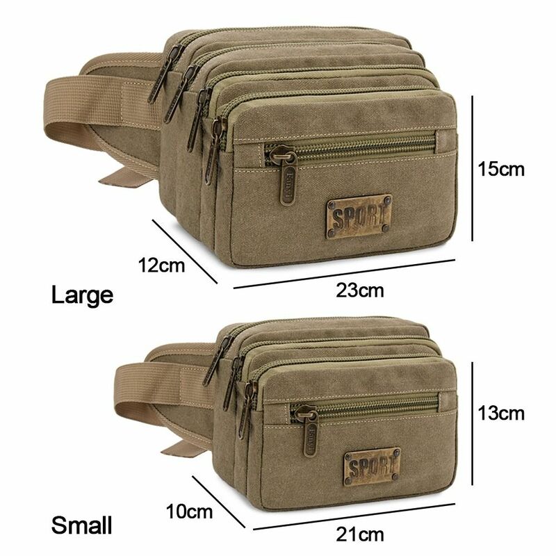 Multifunction Waist Bags Useful Canvas Multiple Pockets Shoulder Pocket Outdoor Running Bag Large Capacity Mobile Phone Pocket