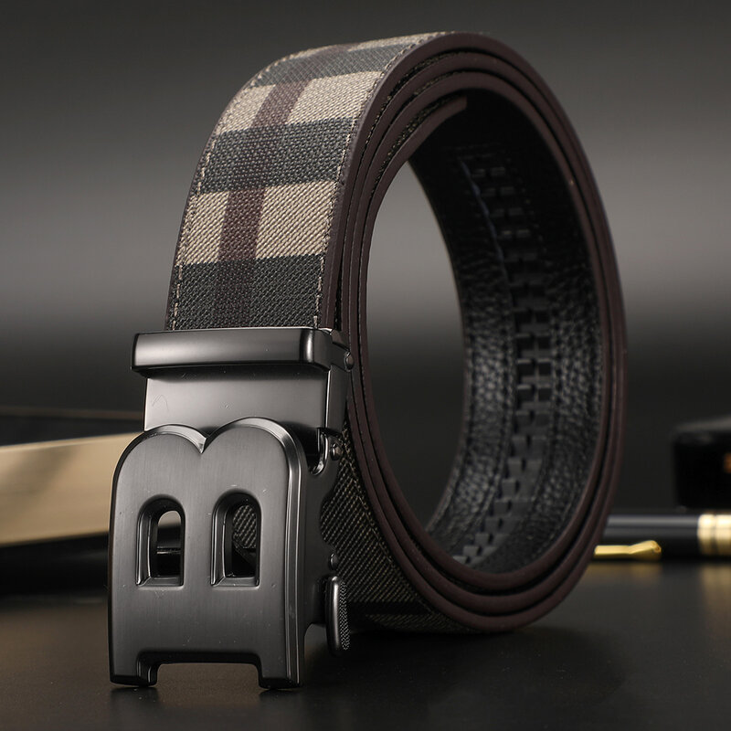 Cinturón de diseñador de alta calidad para hombres, cinturones masculinos famosos de marca de lujo, hebilla B, cinturones de lona de cuero genuino para hombres, correa para Jeans