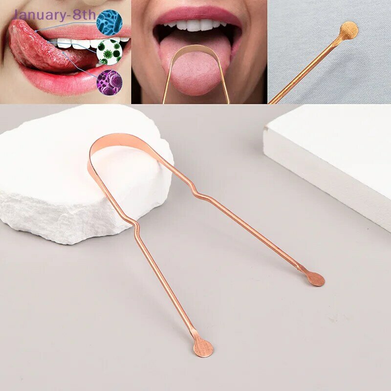Tongue Scraper Cleaner Brush, Oral Mouth Copper Scrapers Tool, Adultos Limpeza Metal Scraping Cleaners, Baby Steel Breath Bad Care
