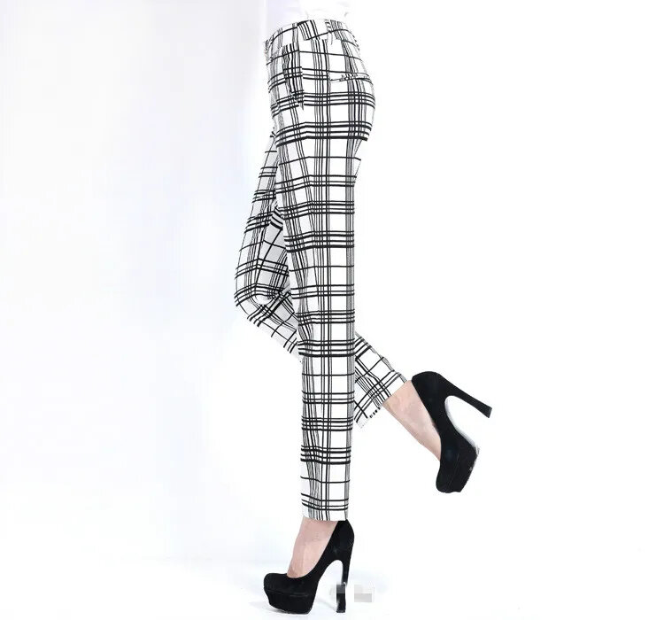 new thin spring and autumn Fashion casual plus size loose female women plaid ankle-length pants