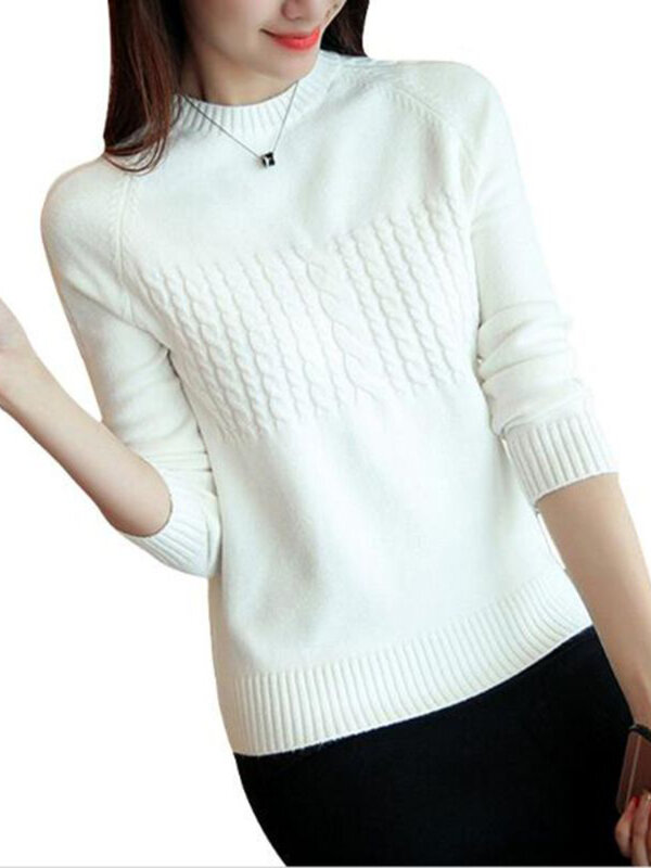 Winter Warm Cashmere Sweater For Women Long Sleeve Casual Solid Slim O-Neck Elasticity Jumper Core Yarn Knitting Pullover Female