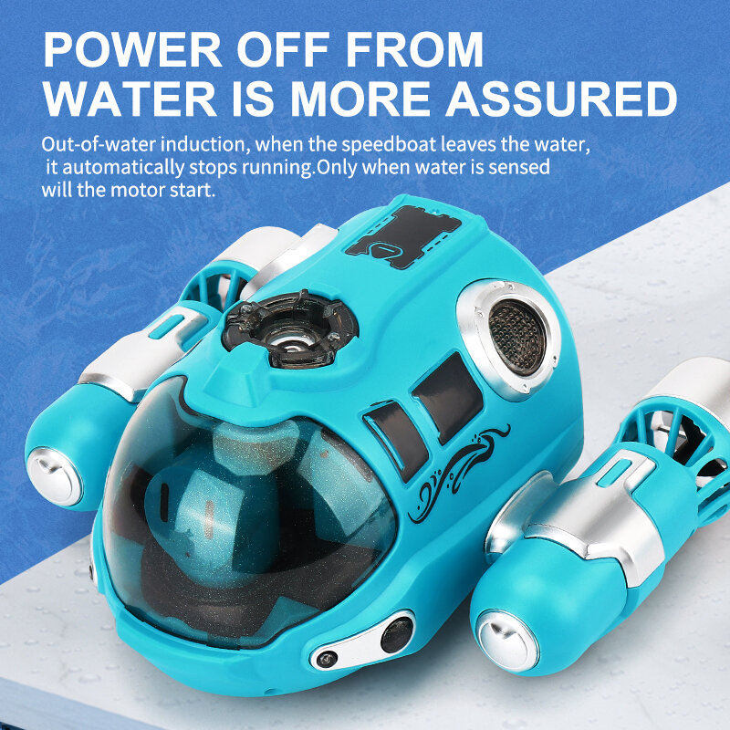 2.4GHz Rc Boat Toys Remote Control Boat Waterproof Spray Swimming Pool Bathing RC Steamboat for Boys and Girls Children's Gift