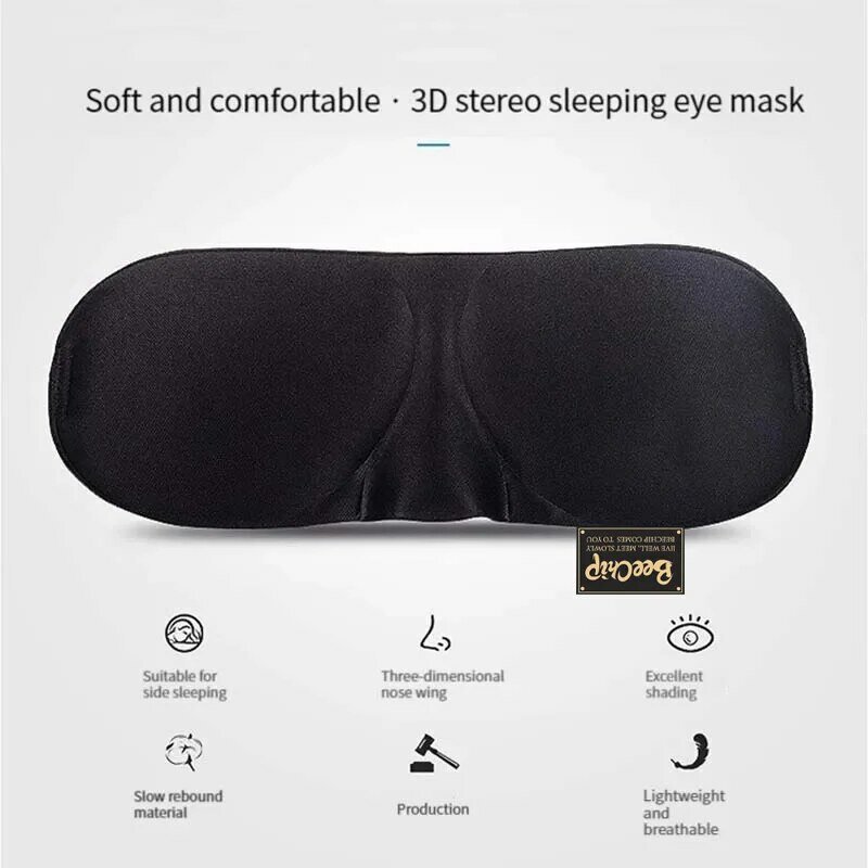 Máscara de olho natural para homens e mulheres, máscara de sono 3D, cobertura de sombra suave, venda portátil, tapa-olho de viagem 1PC