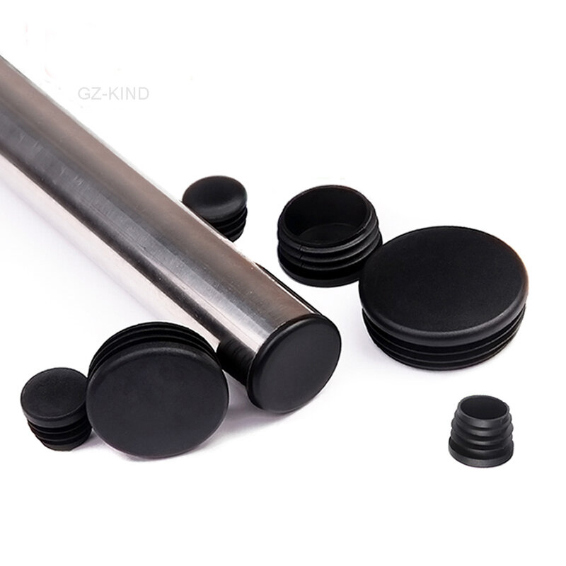 4 pces redondo plástico preto tampas de tubulação tampas tubulares inserções bung plug 12/14/16/19/20/25/28/30/32/35/40/42/45/48/50mm 50mm