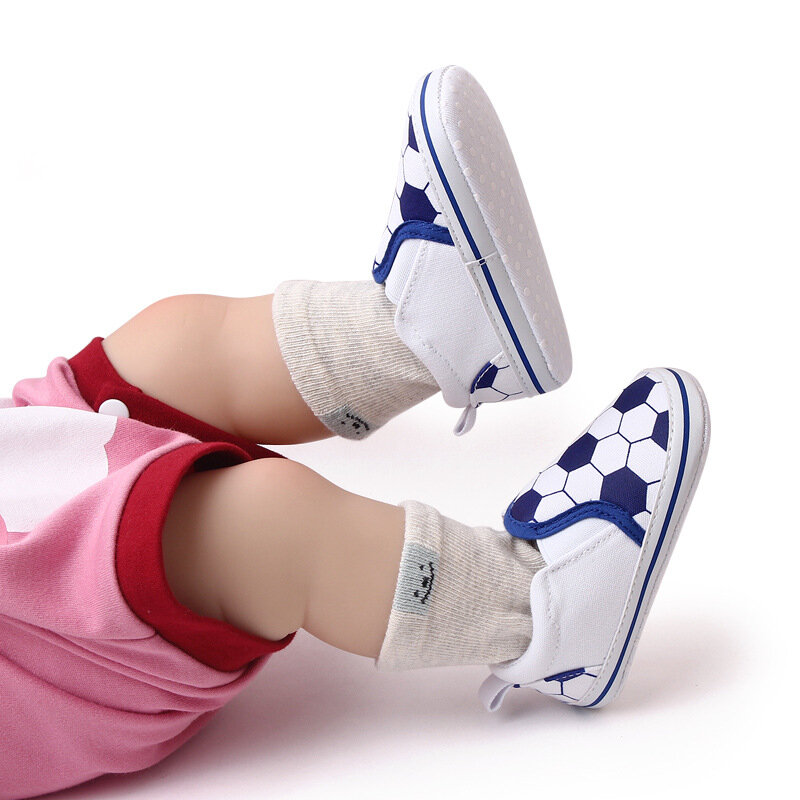 Nuove scarpe da bambino in tessuto morbido di cotone 0-12 mesi scarpe da passeggio per bambini suole morbide scarpe da calcio per bambini regalo 0-12 mesi calzini per bambini