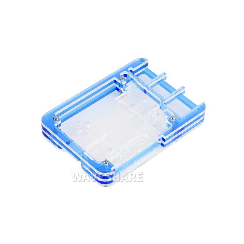 Waveshare Transparent and Blue Acrylic Case for Raspberry Pi 5, Supports installing Official Active Cooler