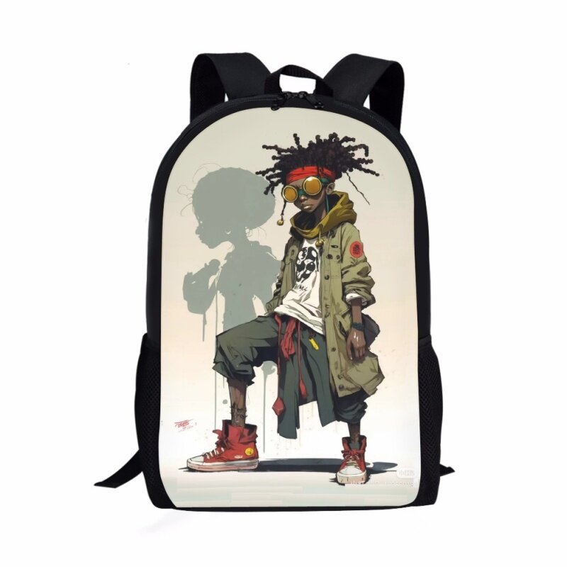 Hot Punk Black Man Print Pattern School Bag For Children Young Casual Book Bags For Kids Backpack Teens Large Capacity Backpack